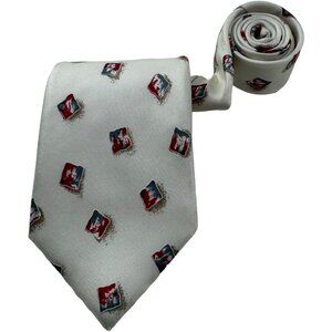 x'Andrini White w/ Gray & Red Design Silk Neck Tie Mens Size 3.25"W 57"L